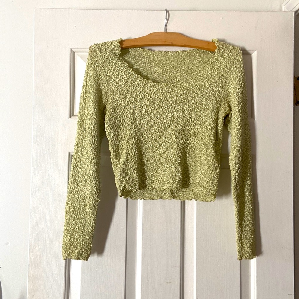 Mint green brandless scoop neck crinkle top